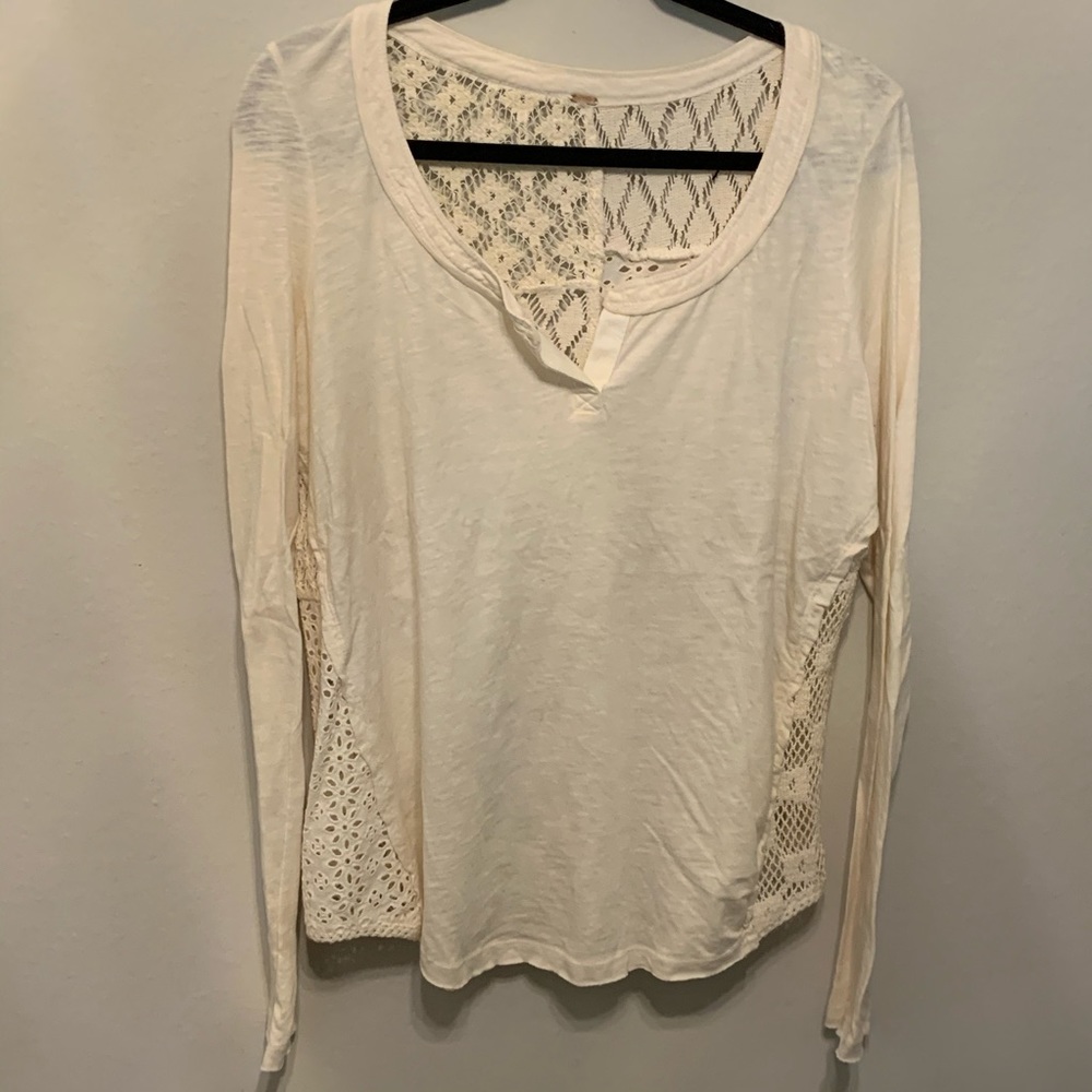 Free People Long Sleeve Lace Top